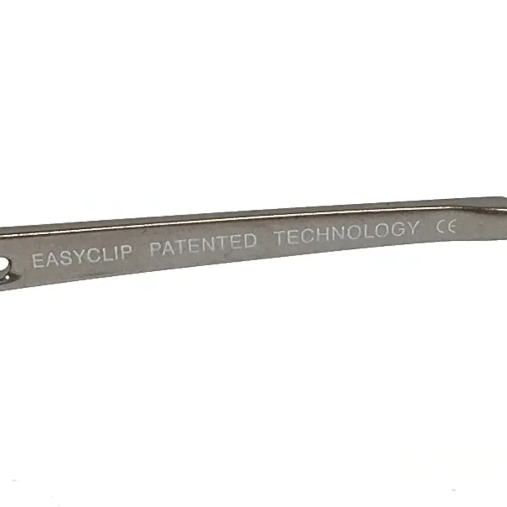 Easyclip Eyeglasses Frames EC118 20 Silver Rectangle with Clip-on 53-18-140